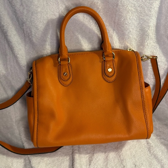 Michael Kors Orange Pebbled Leather Satchel with Adjustable Crossbody Strap EUC - Picture 4 of 16